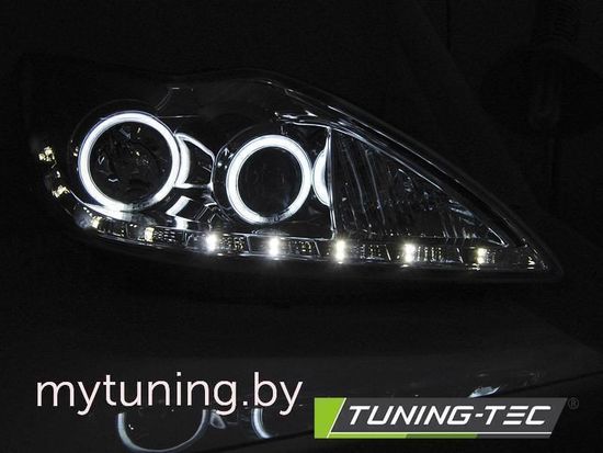 Передние фары Angel Eyes для Ford Focus II (08-11) CCFL хромированные