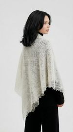 Оренбургский пуховый платок-паутинка А140-02 экрю