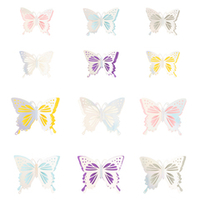 Наклейки Зеркальные бабочки, Двуслойные, Серебро, Голография