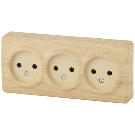 Розетка ЭРА Эксперт 11-2207-11 тройная 3х2P 16A-250В IP20 ОУ горизонт. сосна