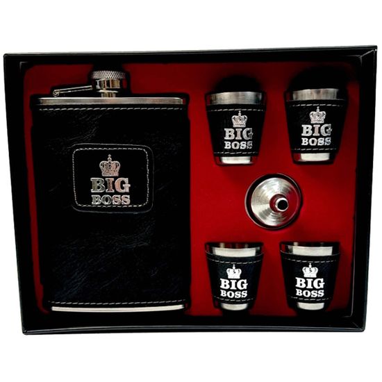 Набор фляжка с рюмками Босс