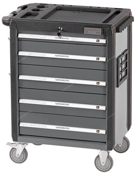 Тележка инструментальная, 5 выдвижных ящиков, серая NORDBERG T5N(G)