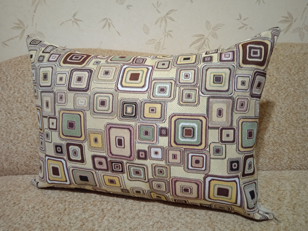 Декоративная гобеленовая наволочка для интерьерной подушки Квадраты 68х47