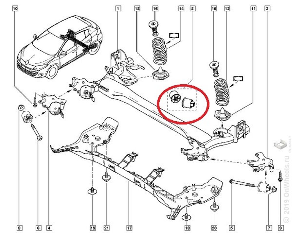 Сайлентблок задн. балки Renault Megane III с 2009 г. (Renault)