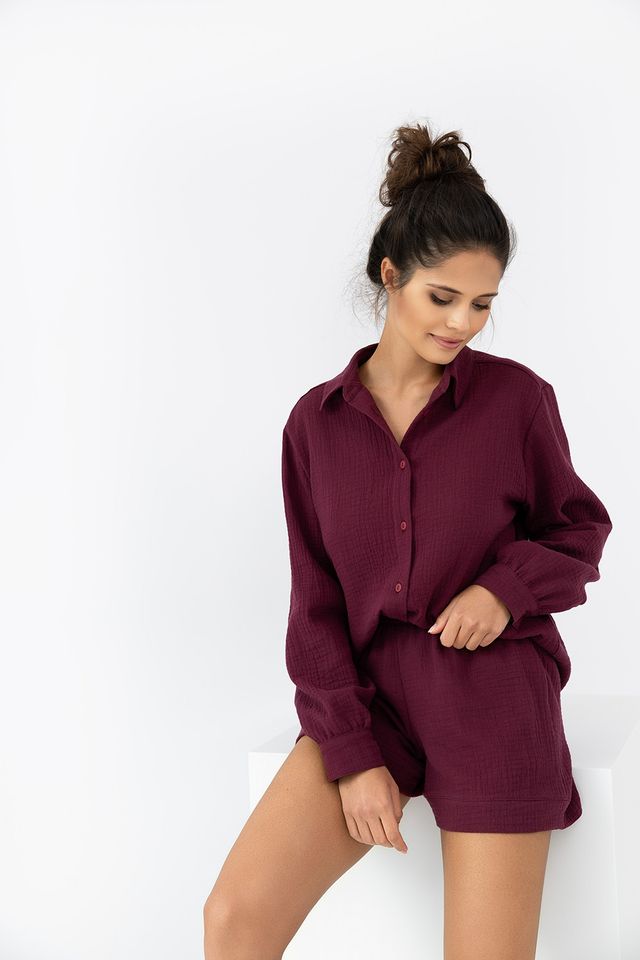 Стильная пижама винного оттенка Ivory 111225