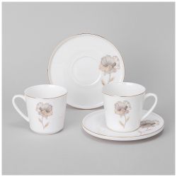 КОФЕЙНЫЙ НАБОР LEFARD "INSPIRATION" ЗОЛОТОЙ ЦВЕТОК НА 2 ПЕР. 4 ПР. 220 МЛ (КОР=12НАБ.)