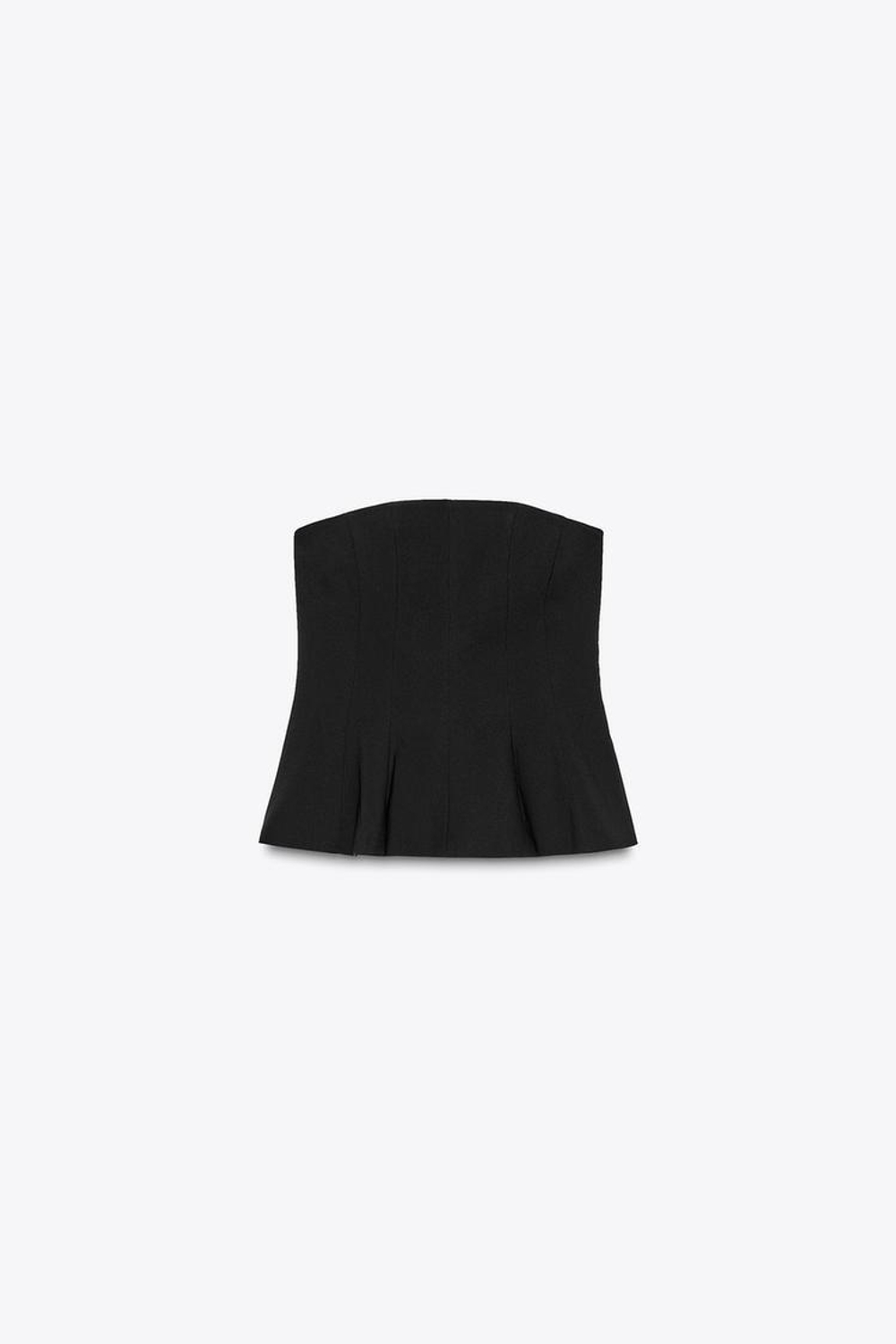 ZARA ТОП С БАСКОЙ И ОТКРЫТЫМИ ПЛЕЧАМИ, ЧЕРНЫЙ