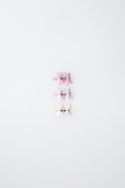 ZARA НАБОР ИЗ 3 ЗАКОЛОК ДЛЯ ВОЛОС С БАНТОМ, РОЗОВЫЙ