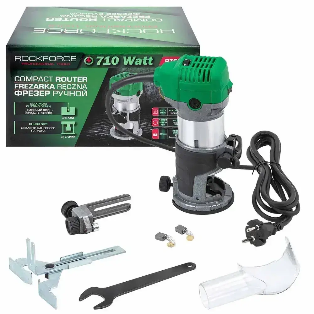 Фрезер ручной ROCKFORCE 710Вт / 13000-33000 об/мин / ход фрезы 36мм
