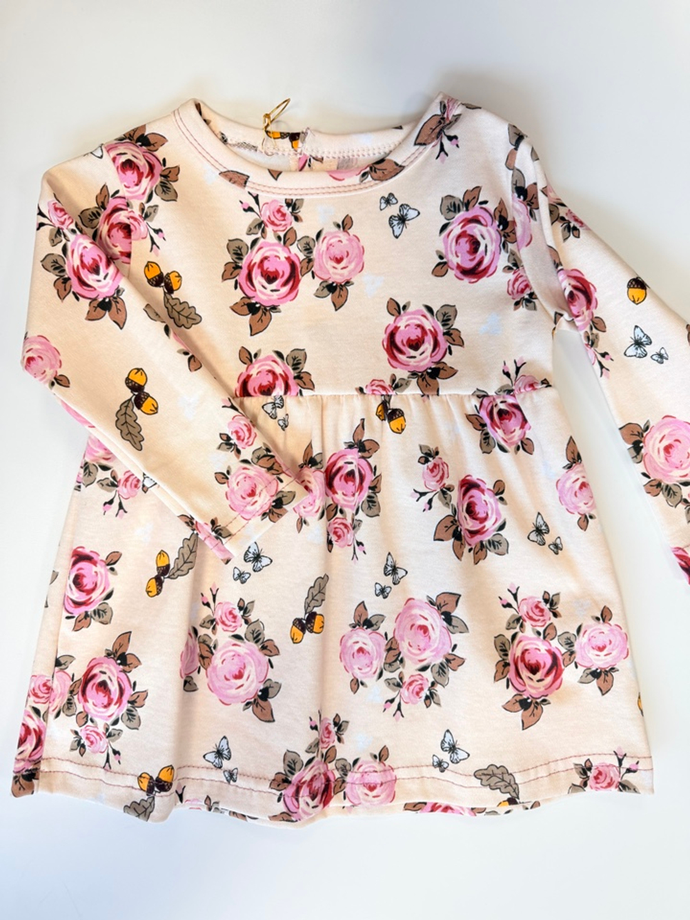 Платье их хлопка "Нежные Розы" с длинным рукавом