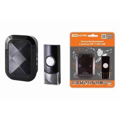 Звонок дверной беспров, сетевой, 36мел, кнопка IP 44, 230 В, многокодовый, TDM, ЗБР-11/М4-36М, SQ190
