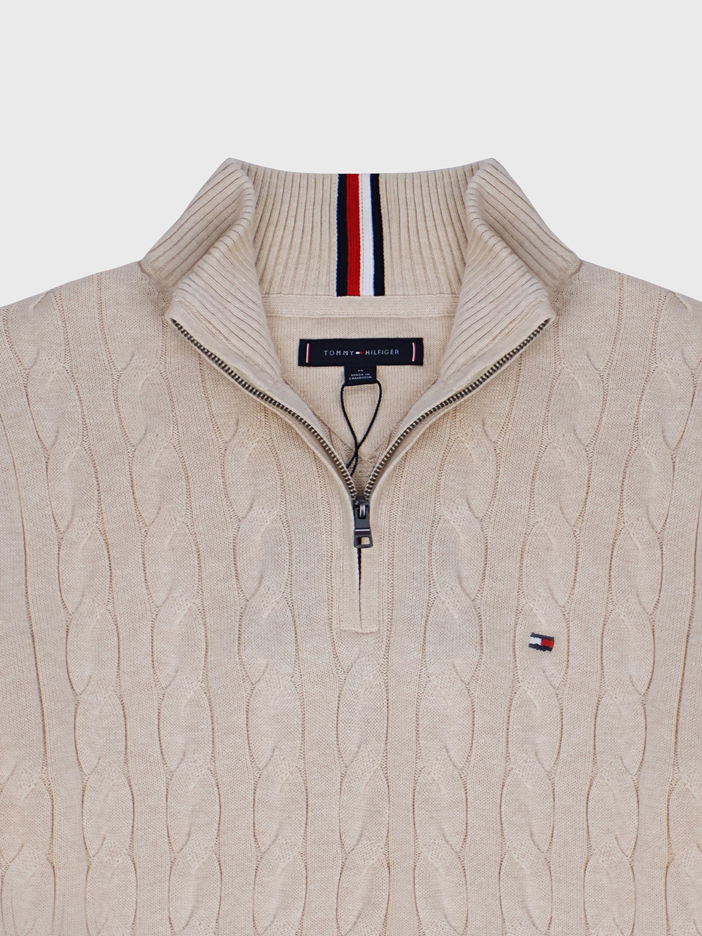 Свитер на молнии Tommy Hilfiger Cable Knit Quarter-Zip Ivory Heather