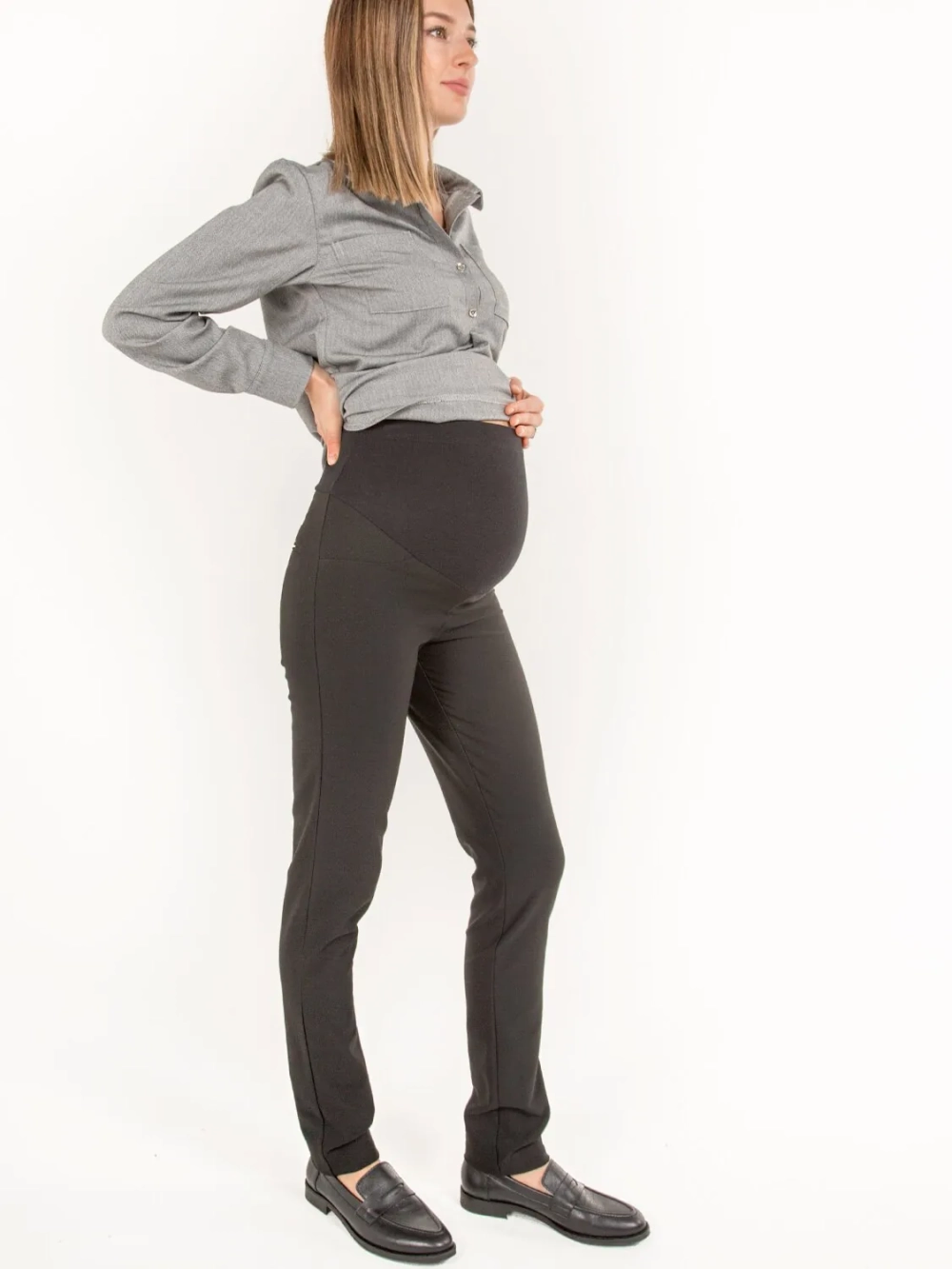 Брюки для беременных зауженные, черный 3102