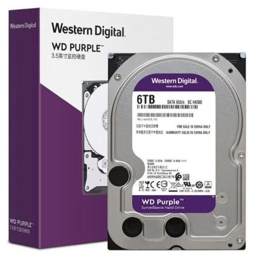 Внутренний HDD 3.5" Western Digital Purple Surveillance EJRX, 6Тб, SATA3, Bulk, Чтение:180мб/с, Запись:180мб/с, 5400об/мин, Буфер:128Мб (WD60EJRX)
