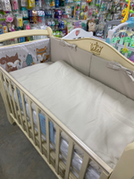 Комплект в кроватку 6 предметов "Охотники коричневый", сатин