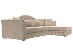 Диван угловой Артис правый угол, Бежевый, Велюр, 121585