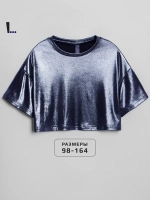 Футболка синяя праздничная для девочки