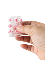 Прозрачная сквозная насадка на пенис с цветными шариками (Цвет: прозрачный)