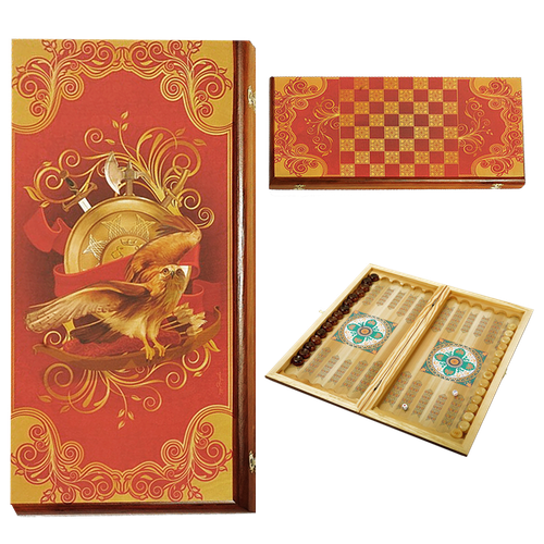 Нарды в деревянной коробке "Ястреб" средние 50х50 см. SA-YA-M