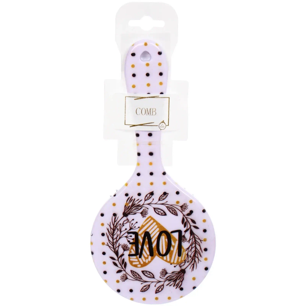 Расческа массажная круглая форма «КОЛЛЕКЦИЯ ИМАНИ - АМОР», микс 4 дизайна, 22*10см (PVC подвес)