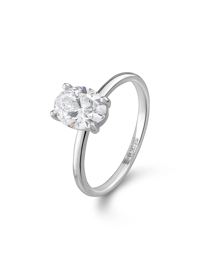 Кольцо с Лабораторным Бриллиантом - Овал 5*3 мм