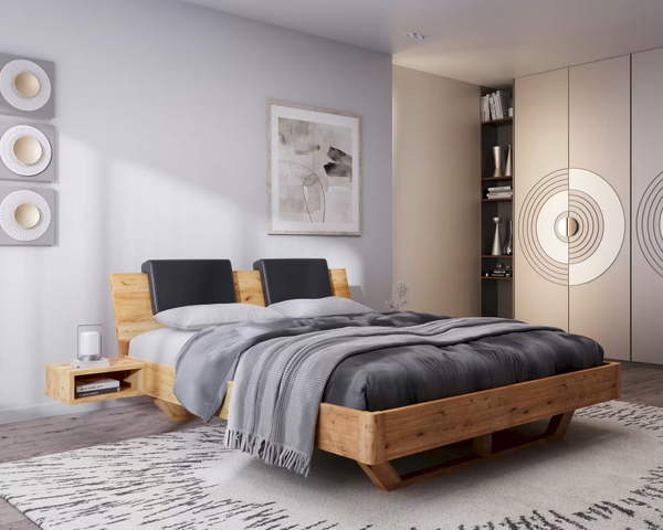 Кровать двуспальная Дольче Вита 180х200 деревянная, парящая, дикий дуб, в стиле лофт