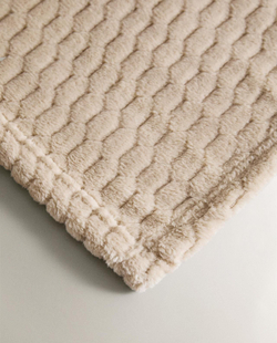 Zara Home - Флисовый плед с ромбами, бежевый, 140x190 см