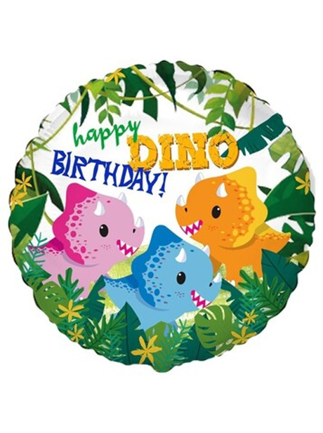 Шар фольга 45см. Динозавры. С днем рождения.