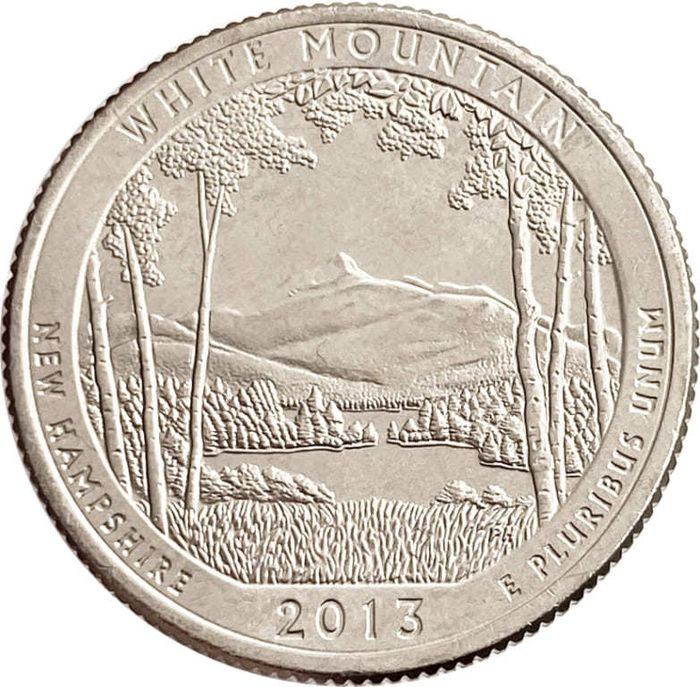 25 центов (1/4 доллара, квотер) 2013 США «Национальный лес Белые горы» (P) (16-й парк)