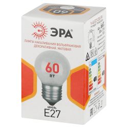 Лампочка ЭРА P45 60Вт Е27 / E27 230В накаливания шар матовый