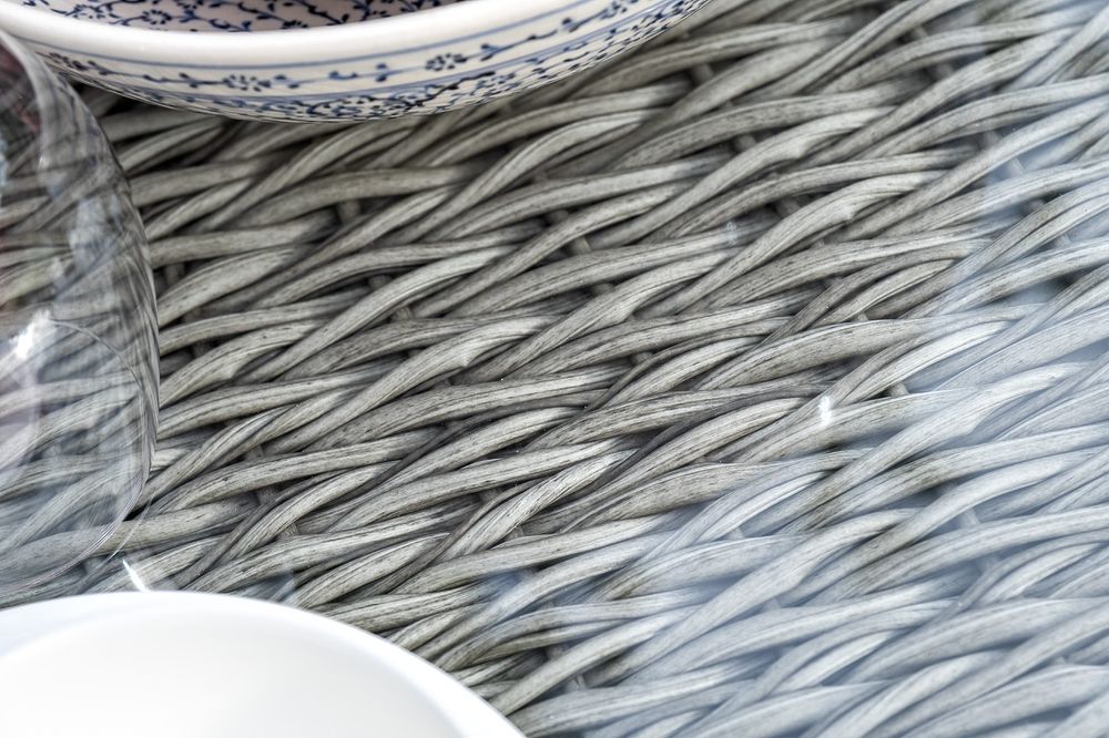 "Капучино" журнальный столик из искусственного ротанга (гиацинт), цвет серый