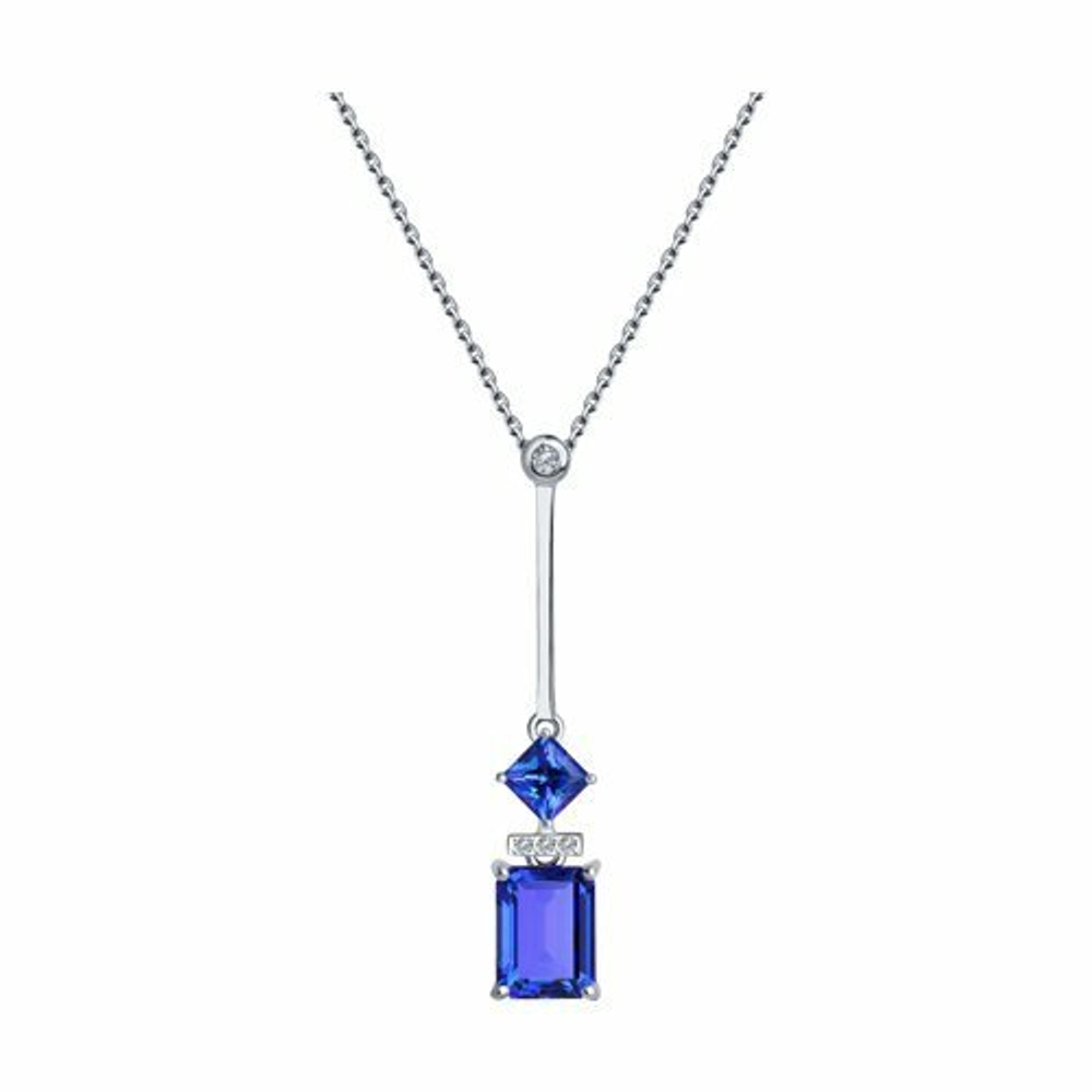 Колье из белого золота с бриллиантами и топазами Swarovski