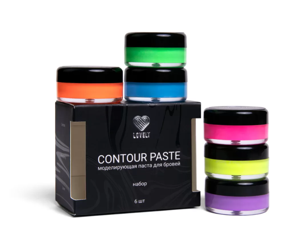 Набор CONTOUR PASTE моделирующая паста для бровей цветная, 6 шт