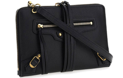 Balenciaga Cow Leather Makeup Bag Clutch Toiletry Bag Women"s Black