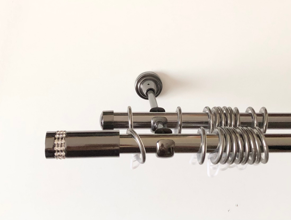 Карниз для штор "Ксантос" d19/19 мм двухрядный, цвет черный никель