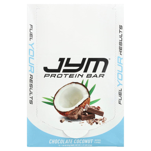 JYM Supplement Science, Протеиновый батончик, шоколад с кокосом, 12 батончиков, 52 г (1,83 унции)