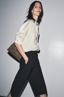 ZARА ДЛИННЫЕ ШОРТЫ-БЕРМУДЫ — ZW COLLECTION, ЧЕРНЫЙ