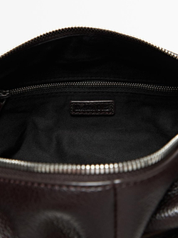Massimo Dutti Косметичка из кожи наппа с застежкой-молнией, коричневый