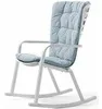 Уличное кресло-качалка Folio белое с голубой подушкой
