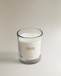 Zara Home Свеча ароматическая White Jasmine 200 г, растительный воск, аромат цветочный, Розовый