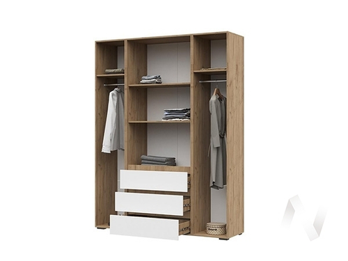 Шкаф 4-х створчатый с ящиками ШК 05 МС Хелен ЛДСП (дуб крафт золото/белый шагрень)