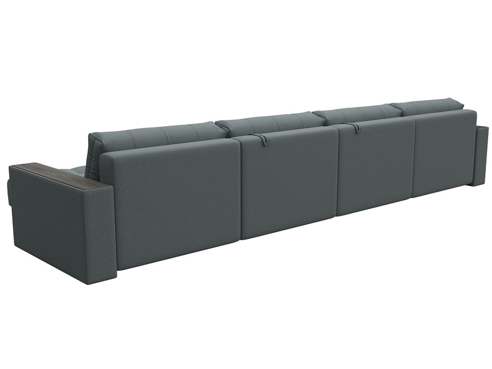 Диван П-образный с декором Лига-049 НПБ Лонг, Амур 07 РОГОЖКА серый