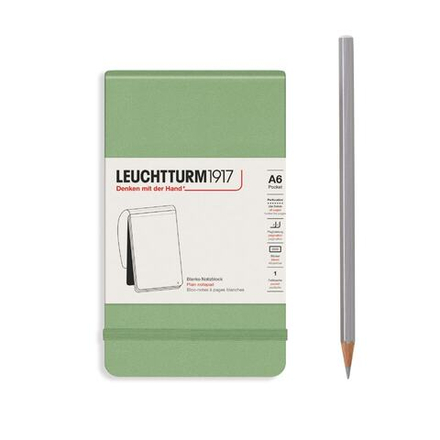 Блокнот Leuchtturm1917 Portrait Pocket A6 (9x15см.) 80г/м2 - 184 стр. нелинованный, твердая обложка, цвет: Шалфей