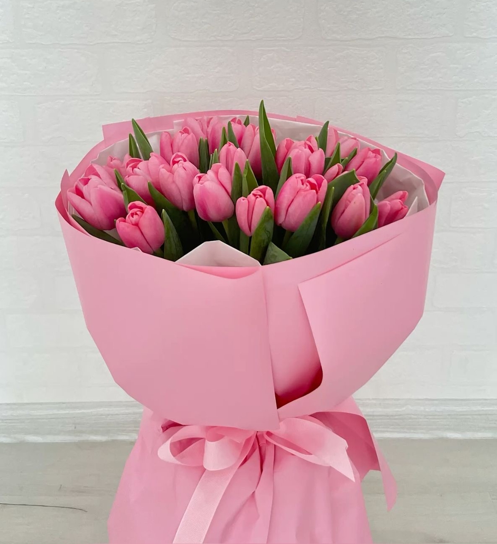 21 розовый тюльпан