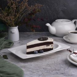 Блюдо прямоугольное 25*14,8 см h2,2 см с бортом Asymmetry белое фарфор NEW P.L. [5]