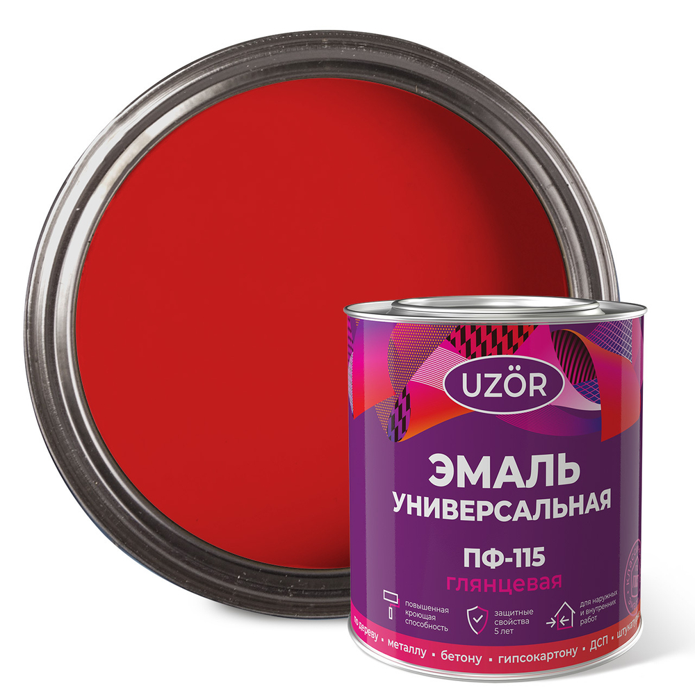 УЗОР  Эмаль ПФ-115 Красная 2,7кг ГОСТ 6465-76 (Сайвер)