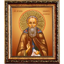 Климент Песнописец, преподобный игумен. Икона на холсте.