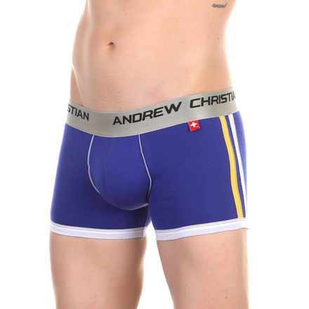 Мужские трусы боксеры  пуш-ап синие Andrew Christian Shock Jock Royal Boxer AC52
