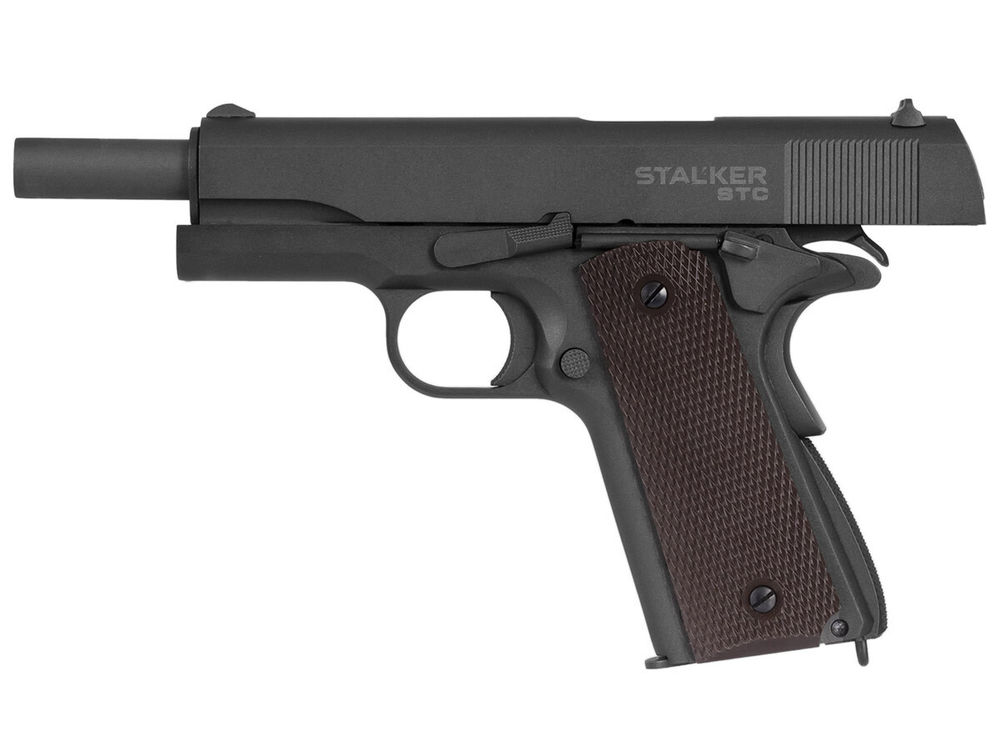 Пистолет пневматический Stalker STC (Colt 1911A1) к.4,5мм, 12г CO2, металл, 100 м/с, Hop-Up, Blowback, серый (6 шт./уп.)