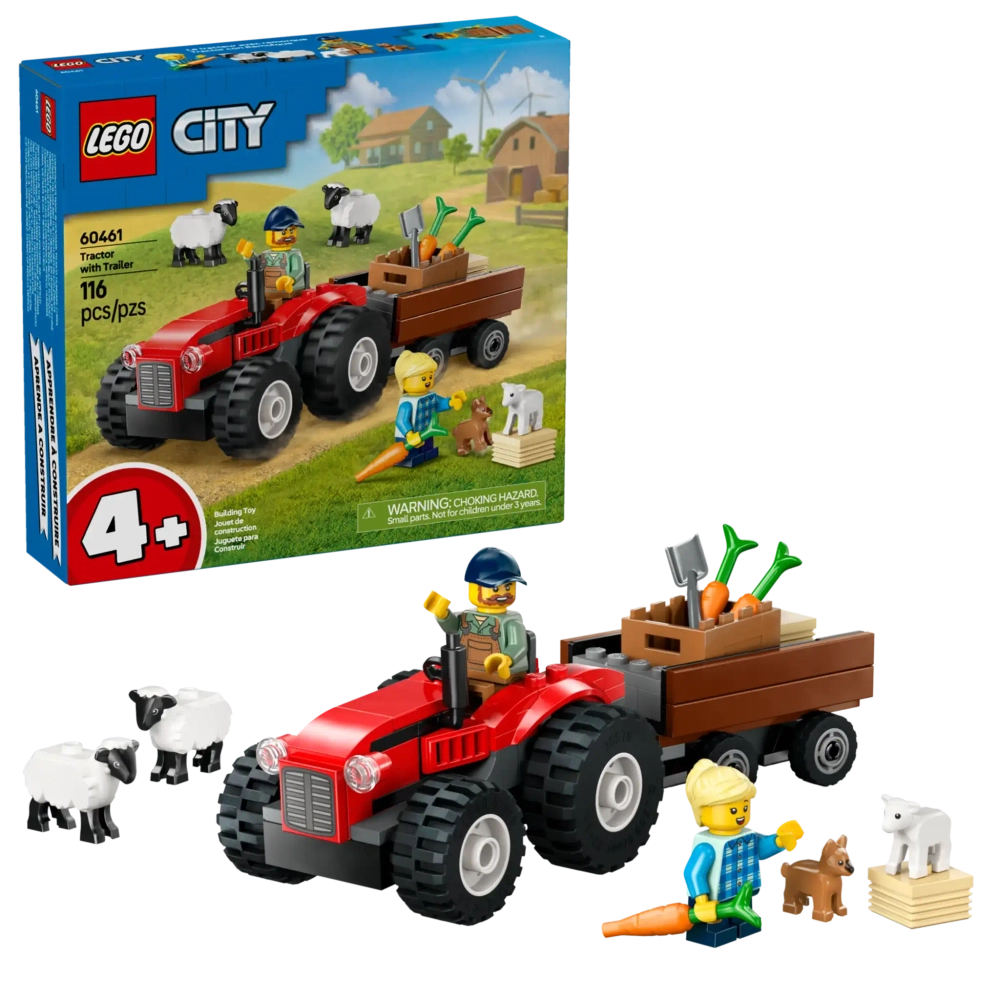 Конструктор LEGO City 60461 Красный сельскохозяйственный трактор с прицепом и овцами
